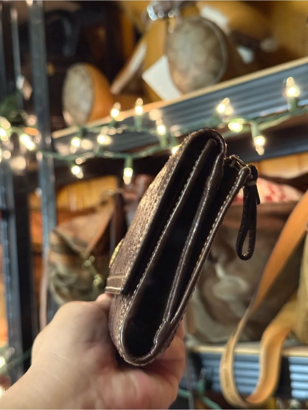 Coach Hampton Dark Brown Embroidered Signature Leather Wallet